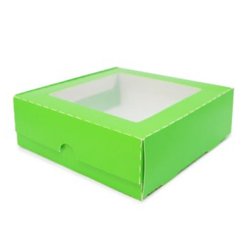 Flip Lid Windowed Boxes Made with Recycled Material -Green or PolkaDot Color